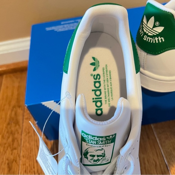 Adidas Originals Stan Smith Mens Sneaker 8‎ White Green Athletic Leather Lace Up - Picture 6 of 17